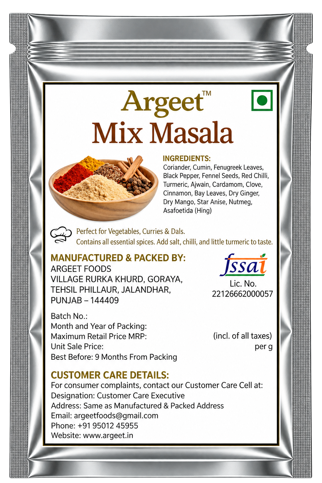 Argeet Mix Masala Pouch